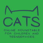 Green image square with blue cat ears and the letters "CATS"