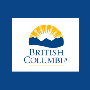 Blue box with BC government logo